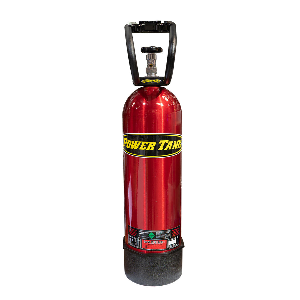 Power Tank 15 lb CO2 Spare Bottle - Bright red replacement tank with a Sherwood valve for outdoor adventures.