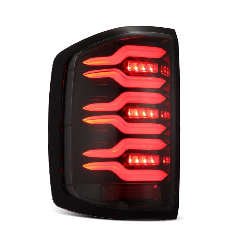 AlphaRex 14-18 Chevrolet Silverado 1500 / 15-19 Silverado 2500HD/3500HD / 15-19 GMC Sierra 3500HD Dually LUXX-Series LED Tail Lights Alpha-Black