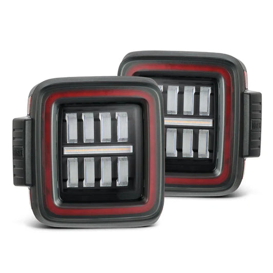 AlphaRex 18-25 Jeep Wrangler JL NOVA-Series Prismatic LED Tail Lights Black-Red