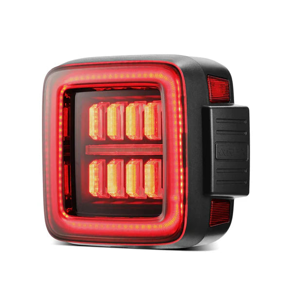 AlphaRex 18-25 Jeep Wrangler JL NOVA-Series Prismatic LED Tail Lights Black-Red