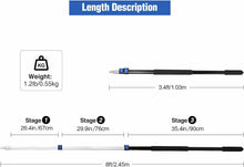 Load image into Gallery viewer, 8ft/12ft Aluminum Extendable Telescopic Boat Hook For Docking, Black/Silver