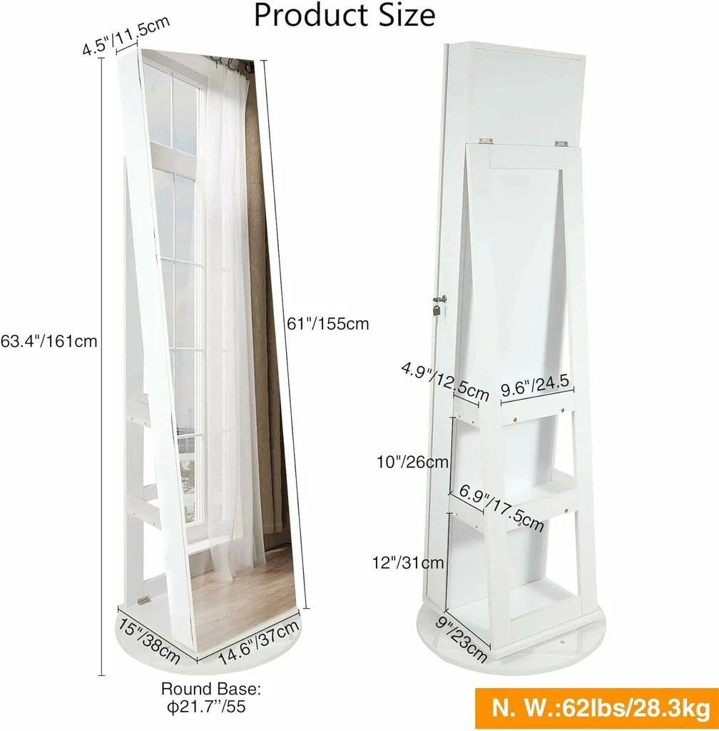 REDCAMP 360° Swivel Jewelry Cabinet with LED Lights