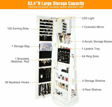 Load image into Gallery viewer, REDCAMP 360° Swivel Jewelry Cabinet with LED Lights