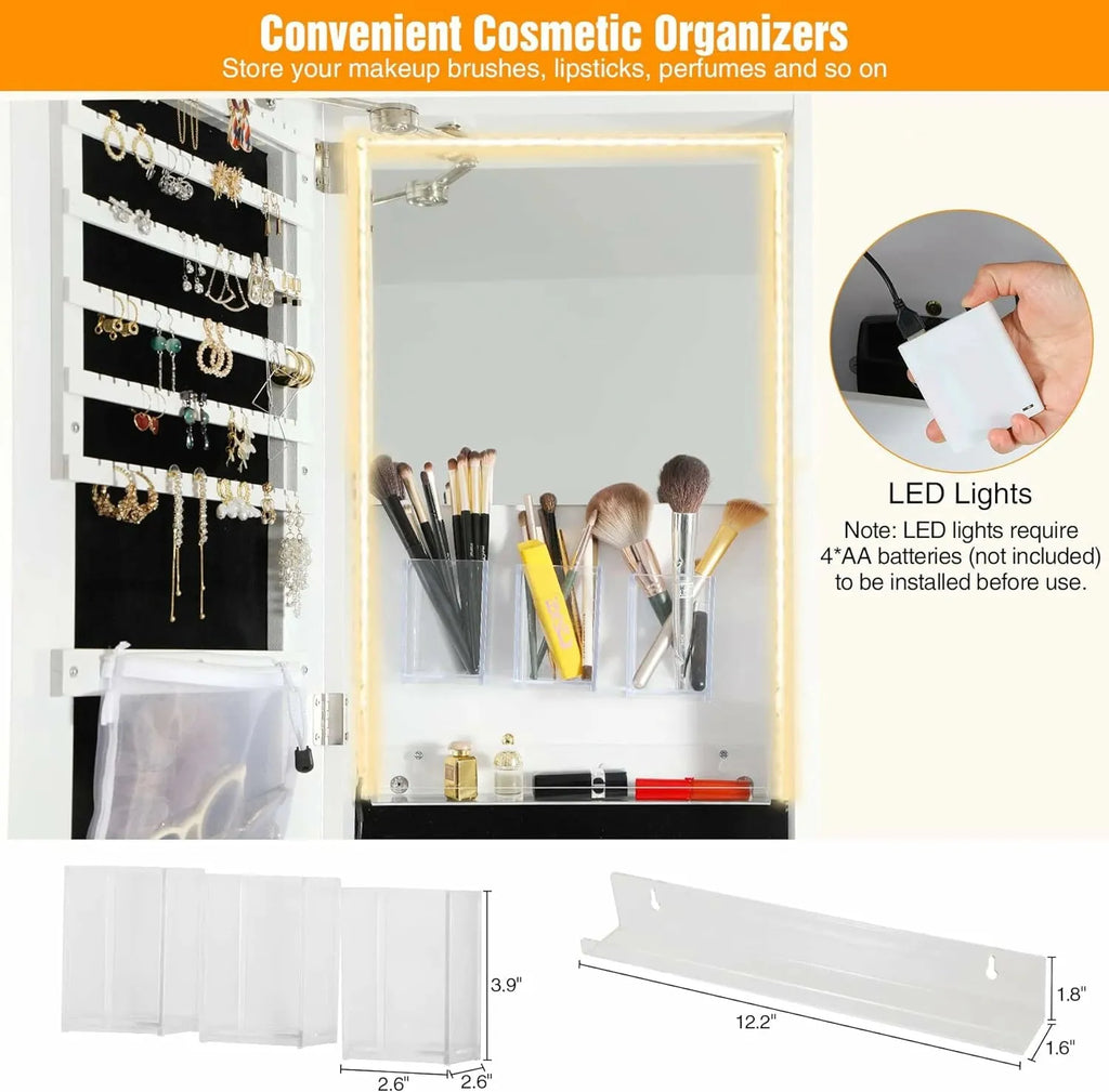 REDCAMP 360° Swivel Jewelry Cabinet with LED Lights