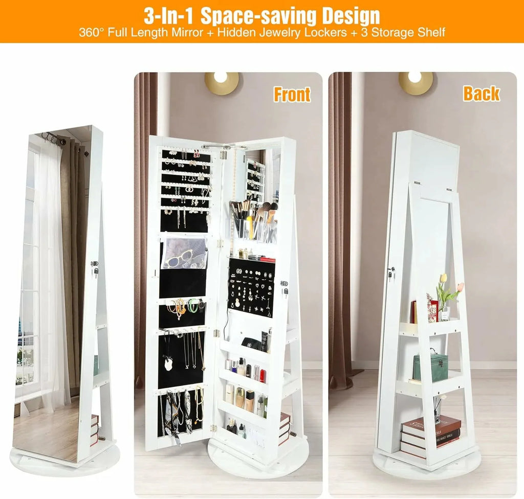 REDCAMP 360° Swivel Jewelry Cabinet with LED Lights
