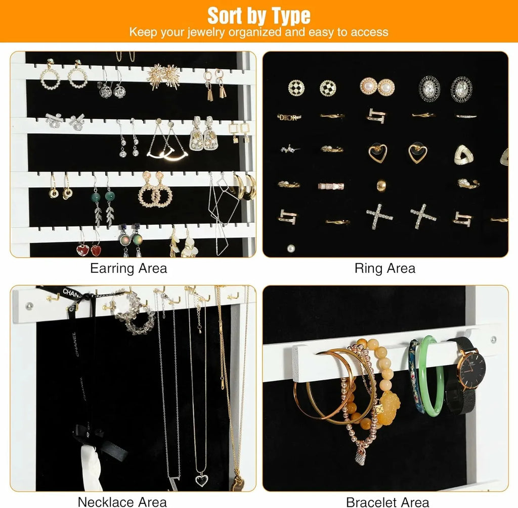 REDCAMP 360° Swivel Jewelry Cabinet with LED Lights