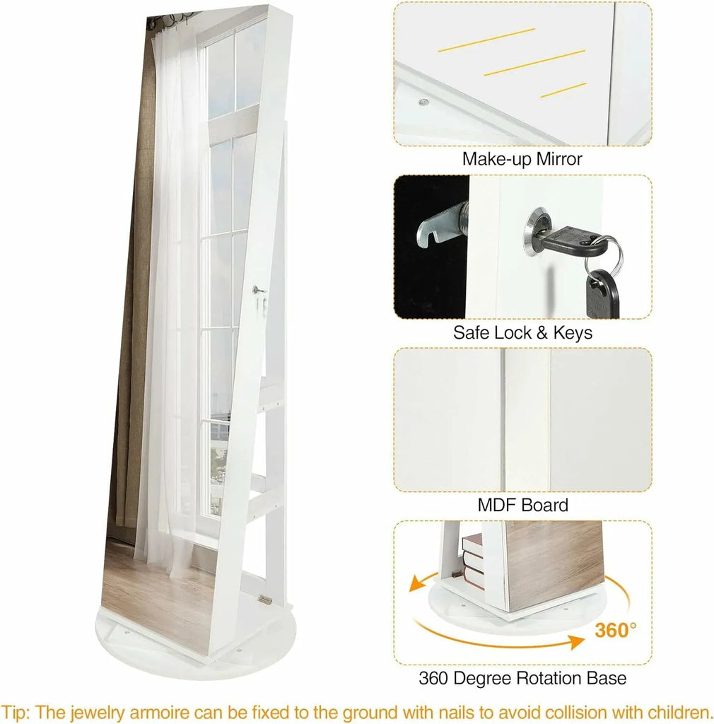 REDCAMP 360° Swivel Jewelry Cabinet with LED Lights