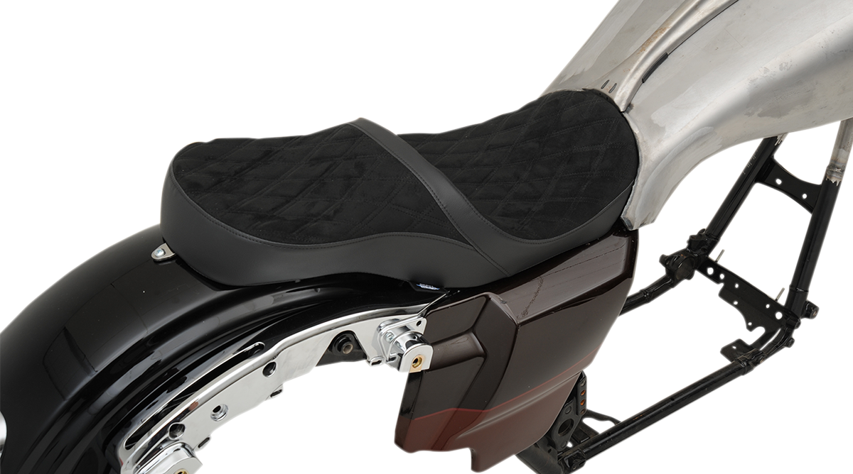 DRAG SPECIALTIES SEATS, DRAG SPECIALTIES SEATS Low Touring Seat with Vinyl and Faux Suede for Harley FL 2008-2023, Part No. 0801-1070