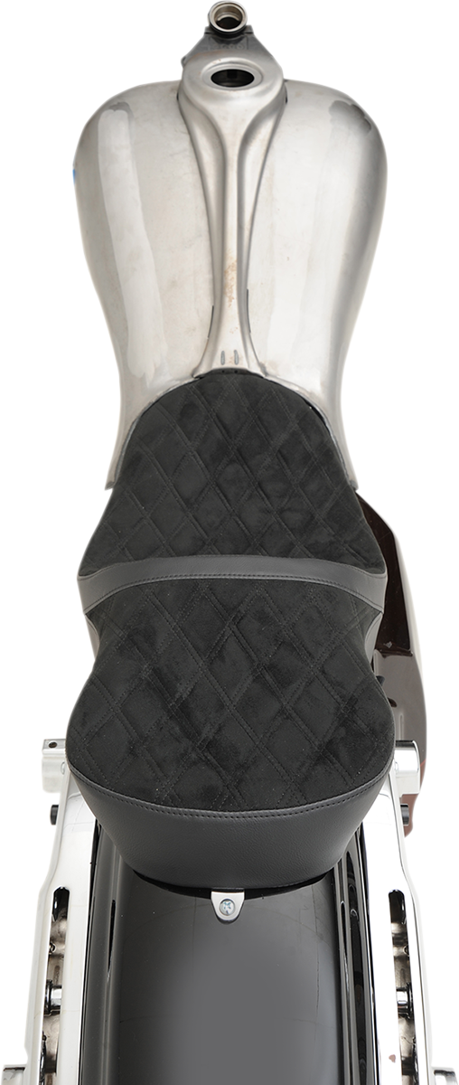DRAG SPECIALTIES SEATS, DRAG SPECIALTIES SEATS Low Touring Seat with Vinyl and Faux Suede for Harley FL 2008-2023, Part No. 0801-1070