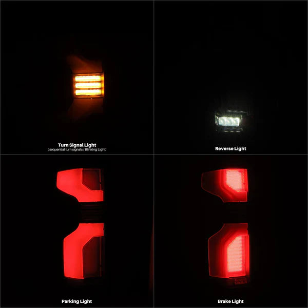 AlphaRex 19-25 Chevrolet Silverado 1500 / 20-25 Silverado 2500HD/3500HD LUXX-Series LED Tail Lights Black Red