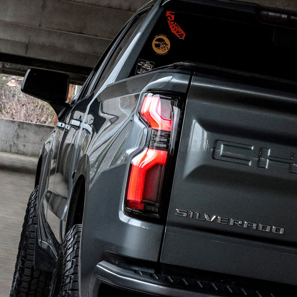 AlphaRex 19-25 Chevrolet Silverado 1500 / 20-25 Silverado 2500HD/3500HD LUXX-Series LED Tail Lights Black