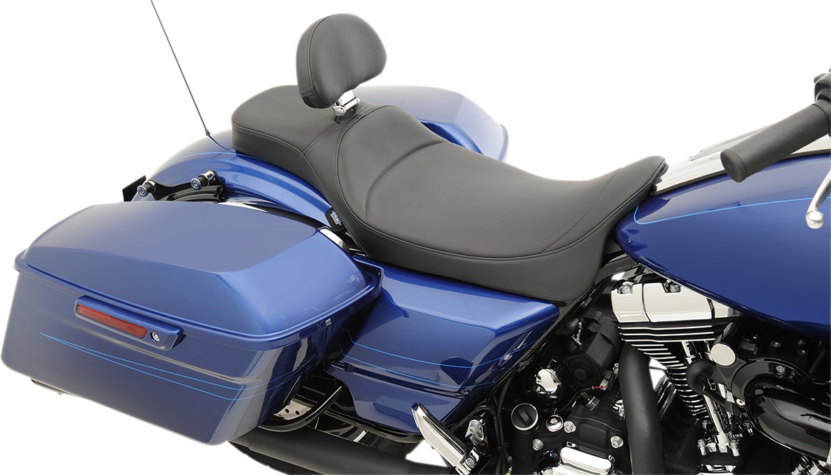DRAG SPECIALTIES SEATS, DRAG SPECIALTIES SEATS Extended Reach Predator Seat - Mild Stitched with Backrest Receptacle for FL 2008-2024, Part #0801-1005
