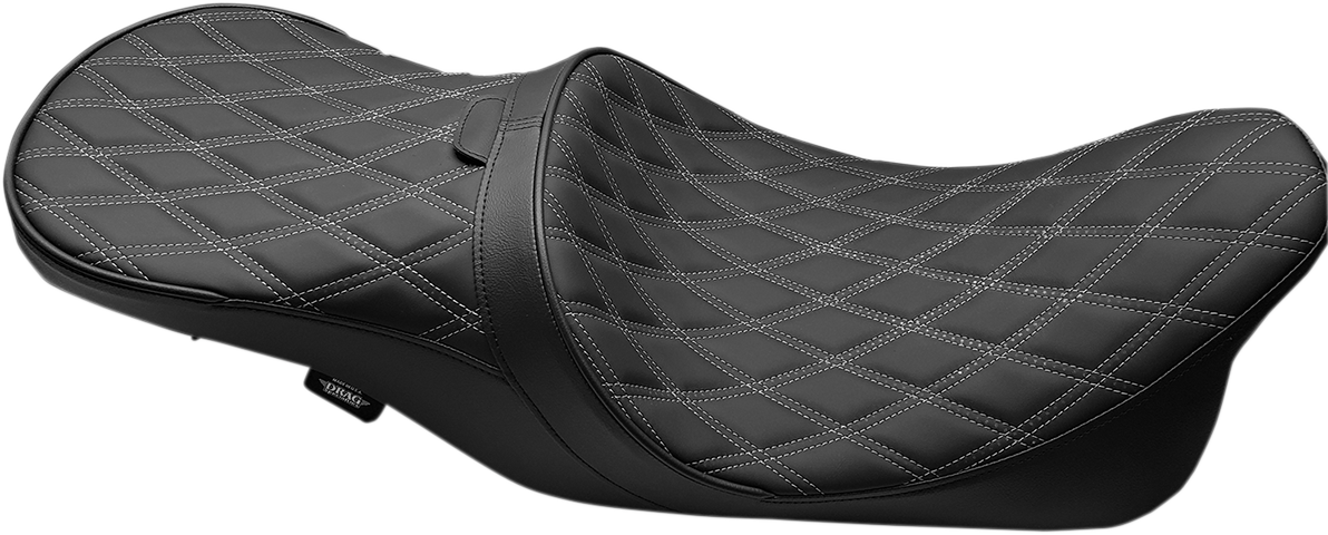 DRAG SPECIALTIES SEATS, Drag Specialties Seats Low Touring Seat with Backrest Receiver for FL 2008-2023 | Solar Reflective Double Diamond Model Part 0801-1008