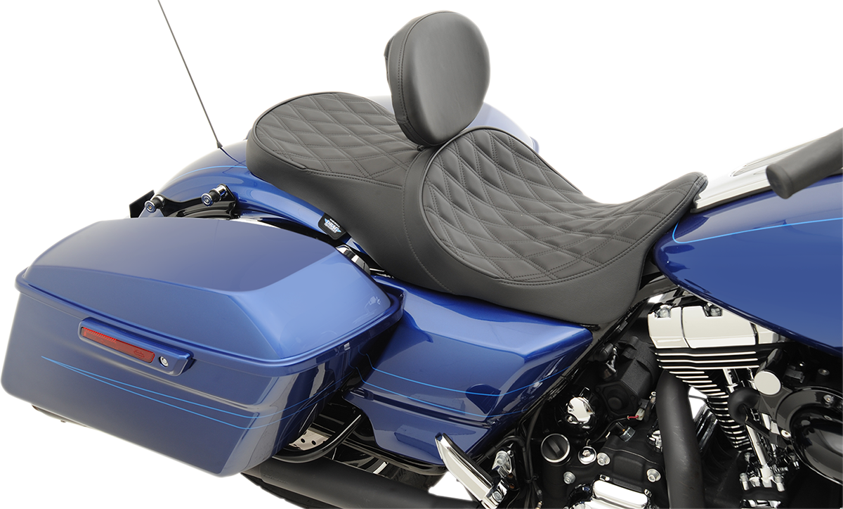 DRAG SPECIALTIES SEATS, Drag Specialties Seats Low Forward Touring Seat – Double Diamond for Harley FL '08-'24, Part 0801-1011