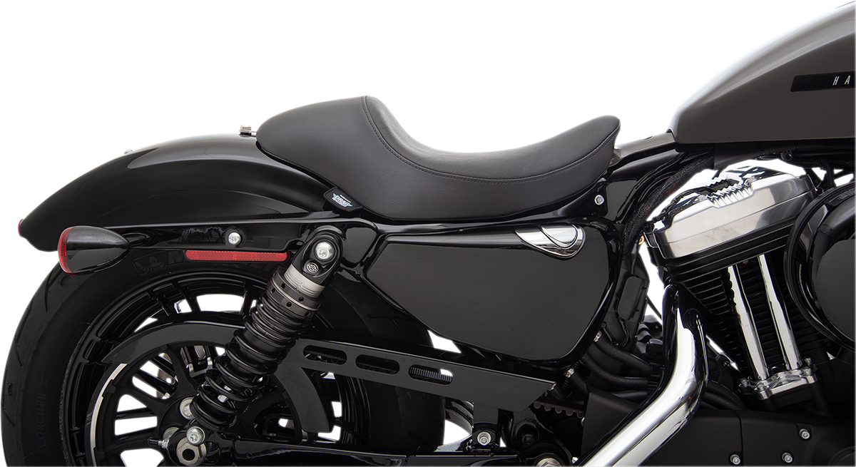 DRAG SPECIALTIES SEATS, DRAG SPECIALTIES SEATS 3/4 Solo Seat for Harley-Davidson XL (2004-2022) - Black Smooth with Improved Comfort and Style