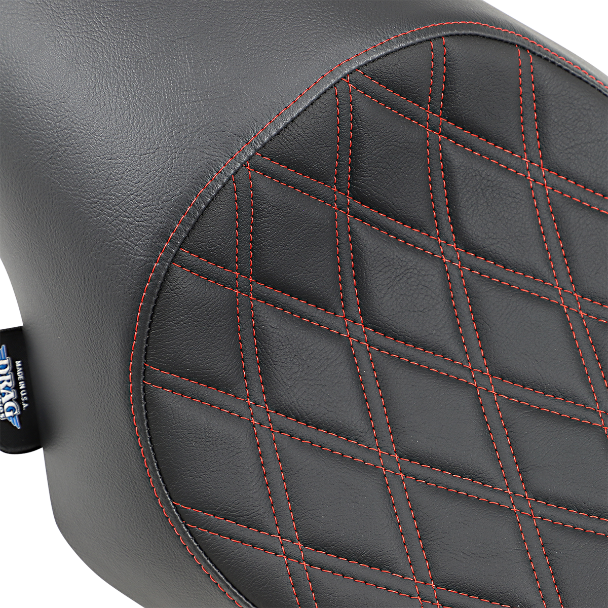 DRAG SPECIALTIES SEATS, DRAG SPECIALTIES SEATS 3/4 Solo Seat - Double Diamond Black with Red Stitching for XL '04-'22, Part Number 0804-0746