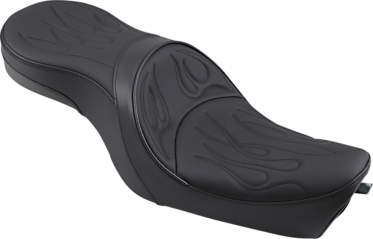 DRAG SPECIALTIES SEATS, DRAG SPECIALTIES SEATS Low Profile Flame Stitched Seat for Harley XL '04-'22 (Part No. 0804-0260)