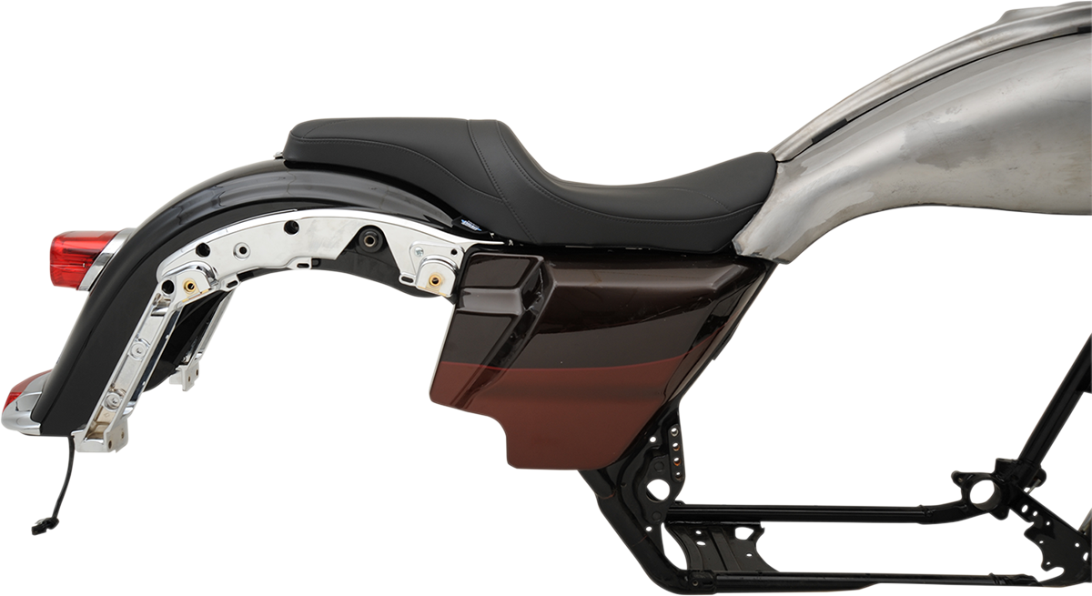 DRAG SPECIALTIES SEATS, DRAG SPECIALTIES SEATS Predator Seat - Mild Stitched for Harley FL 2008-2023 with Yaffe Gas Tank