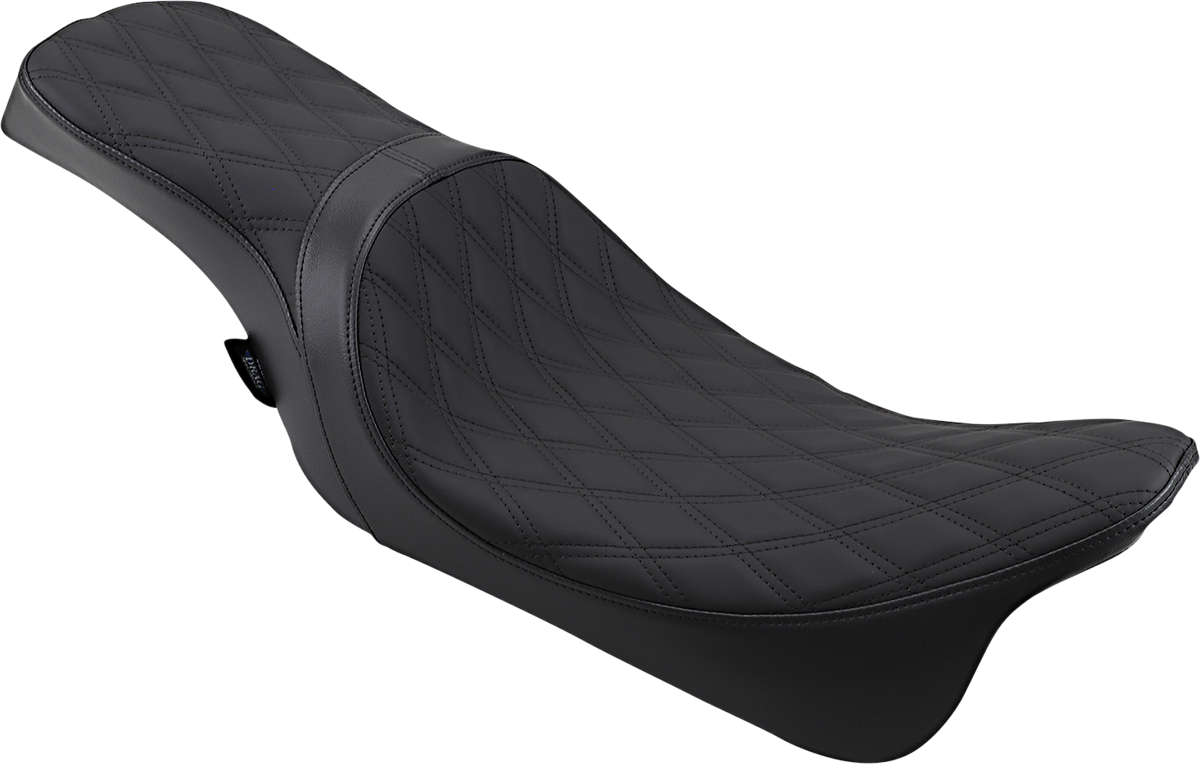 DRAG SPECIALTIES SEATS, Drag Specialties Seats Predator 2-Up Seat with Double Diamond Pattern and Black Stitching for Harley FL 2008-2023 - Part Number 0801-1270