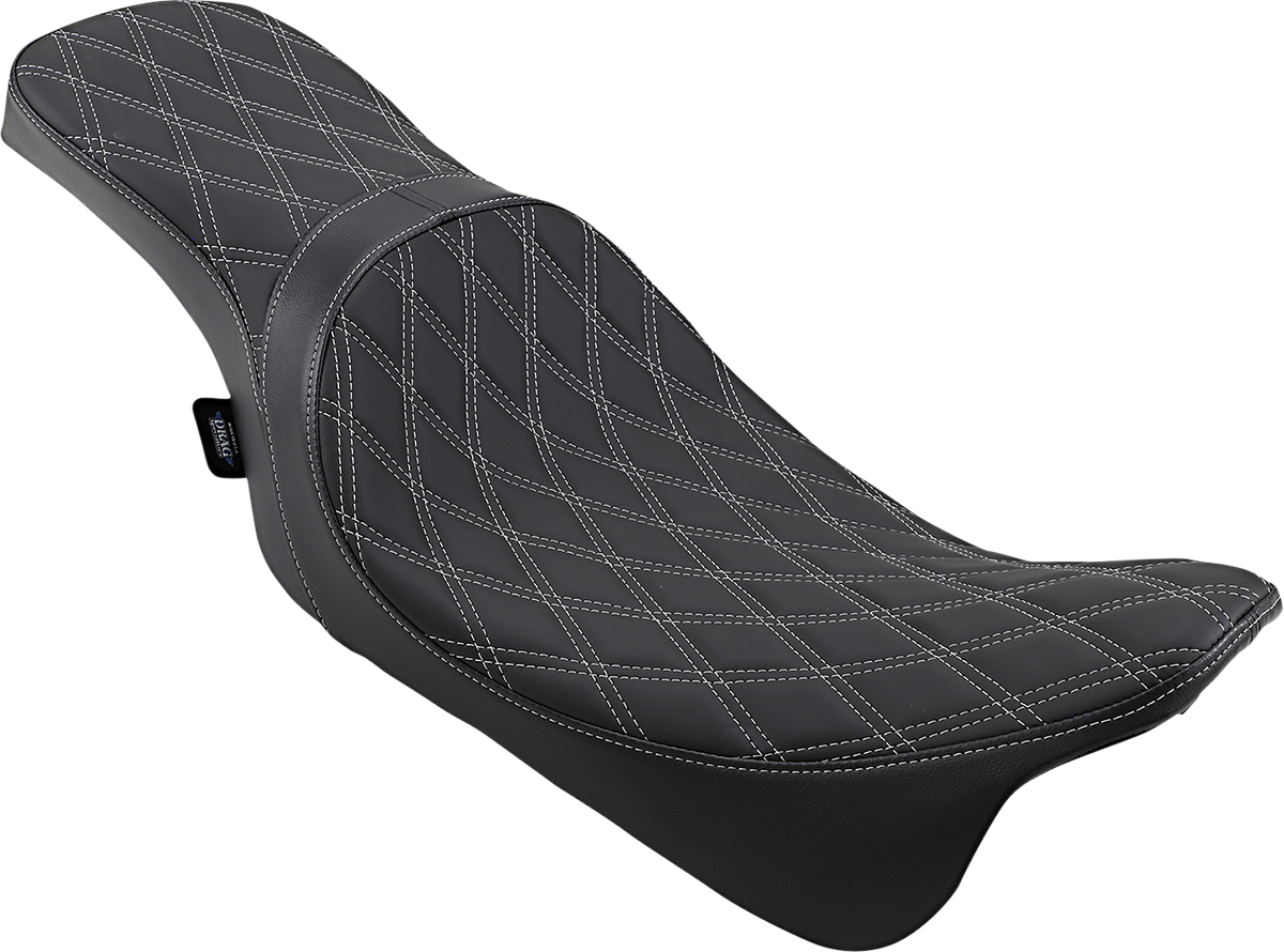 DRAG SPECIALTIES SEATS, Drag Specialties Seats Predator 2-Up Seat with Double Diamond Pattern and Silver Stitching for Harley-Davidson FL Models 2008-2023 - Part 0801-1271