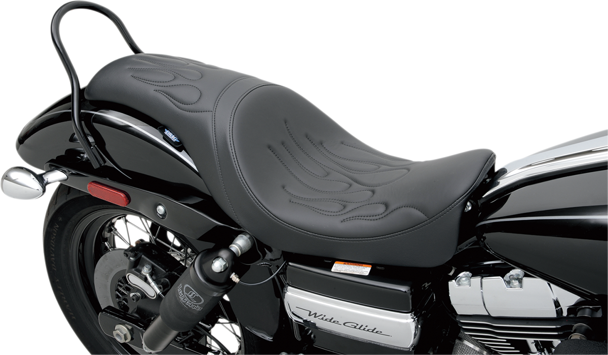 DRAG SPECIALTIES SEATS, DRAG SPECIALTIES SEATS Predator Flame Stitched Seat for Dyna '06-'17 – Part No. 0803-0290
