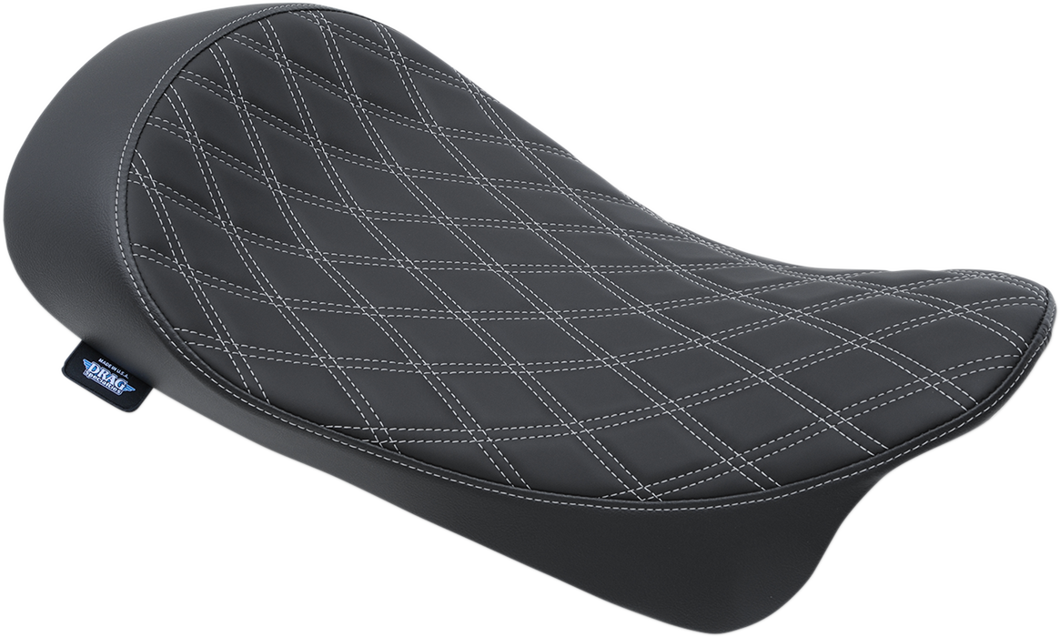 DRAG SPECIALTIES SEATS, Drag Specialties Seats Low Solo Seat - Double Diamond Silver Stitch for Harley FL 2008-2023 (Part #0801-1153)