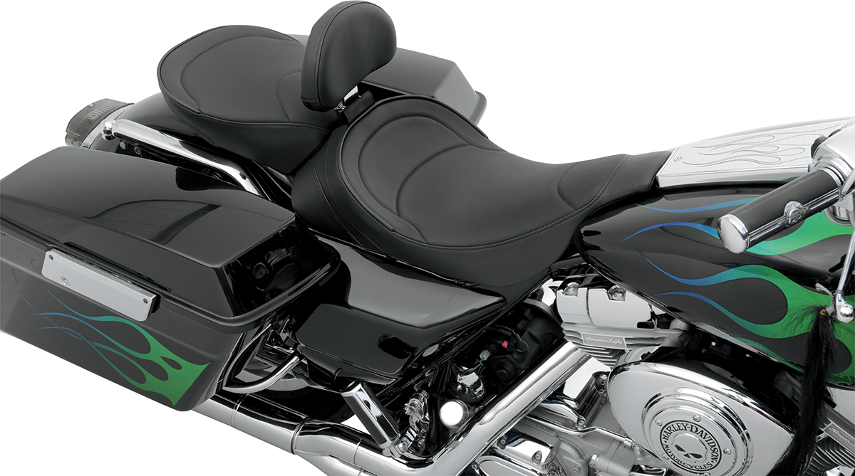 DRAG SPECIALTIES SEATS, DRAG SPECIALTIES SEATS Solo Seat with Driver Backrest for FLT '97-'07 - Mild Stitched, 0801-0491