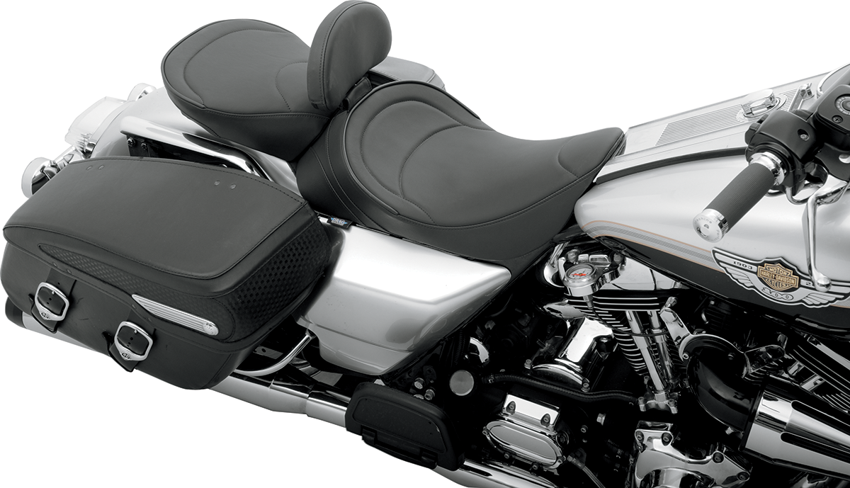 DRAG SPECIALTIES SEATS, DRAG SPECIALTIES SEATS Solo Seat with Driver Backrest - FLH '97-'07, Mild Stitched, 0801-0493