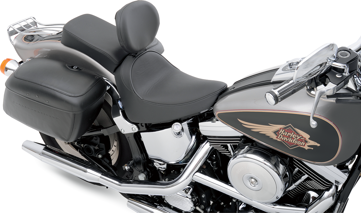 DRAG SPECIALTIES SEATS, DRAG SPECIALTIES SEATS Solo Seat with Driver Backrest for FXST/FLST 1984-1999 - Smooth Finish, Cooler Surface