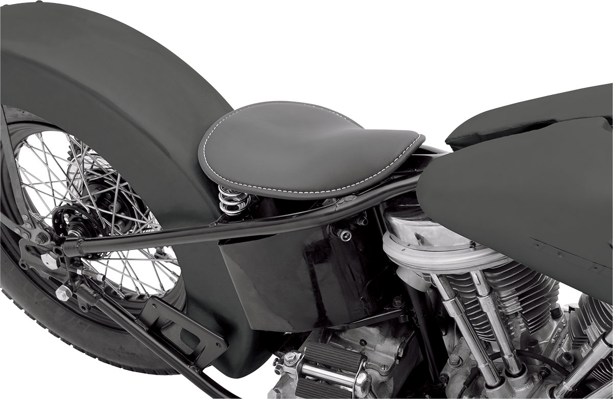 DRAG SPECIALTIES SEATS, DRAG SPECIALTIES SEATS Spring Solo Low-Profile Seat - Small Black Leather with White Stitching, Part 0806-0028