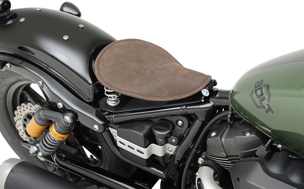 DRAG SPECIALTIES SEATS, DRAG SPECIALTIES SEATS Spring Solo Low-Profile Seat - Small Distressed Brown Leather (Part No. 0806-0039)