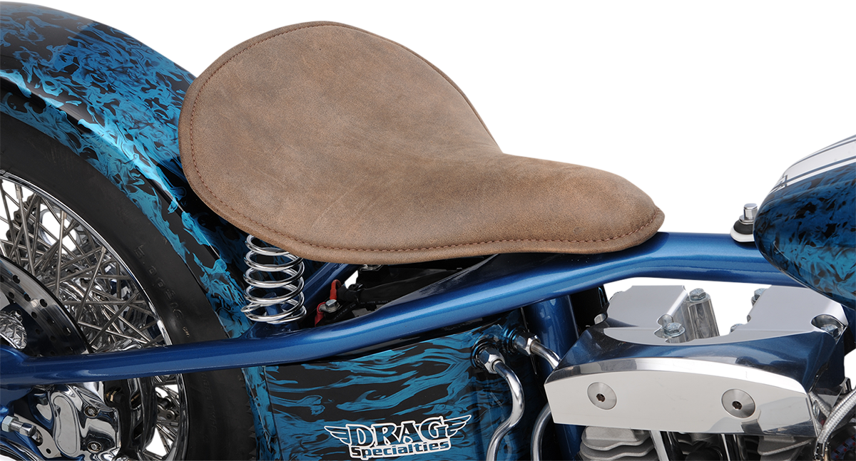 DRAG SPECIALTIES SEATS, DRAG SPECIALTIES SEATS Spring Solo Seat 0806-0056 - Low-Profile Brown with Perimeter Stitch for Bobber Style