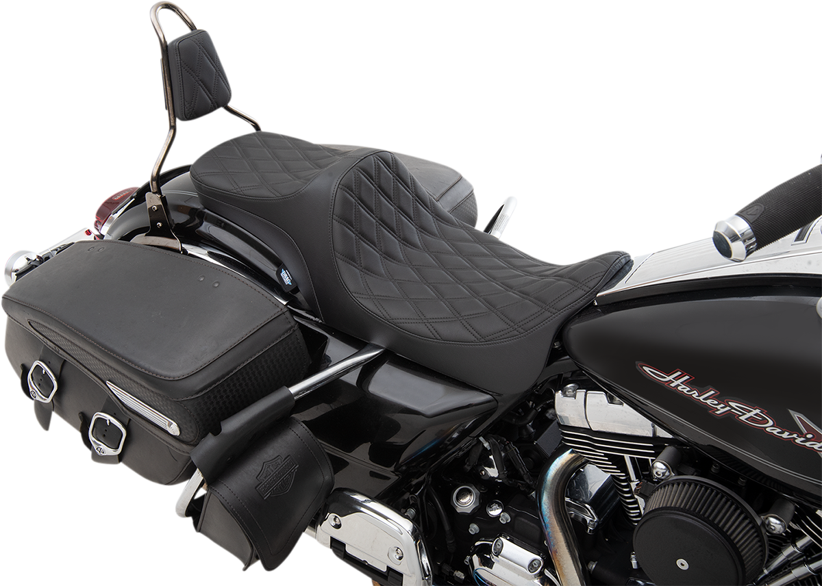 DRAG SPECIALTIES SEATS, Drag Specialties Seats Predator III 2-Up Seat - Double Diamond - Black Thread for Harley-Davidson FL 2008-2023, Part #0801-1304