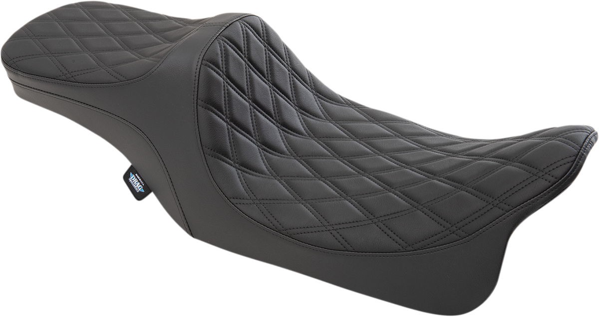 Drag Specialties Seats Predator III 2-Up Seat for Harley-Davidson FL 1999-2007 with Double Diamond Pattern and Black Thread - Part Number 0801-1308