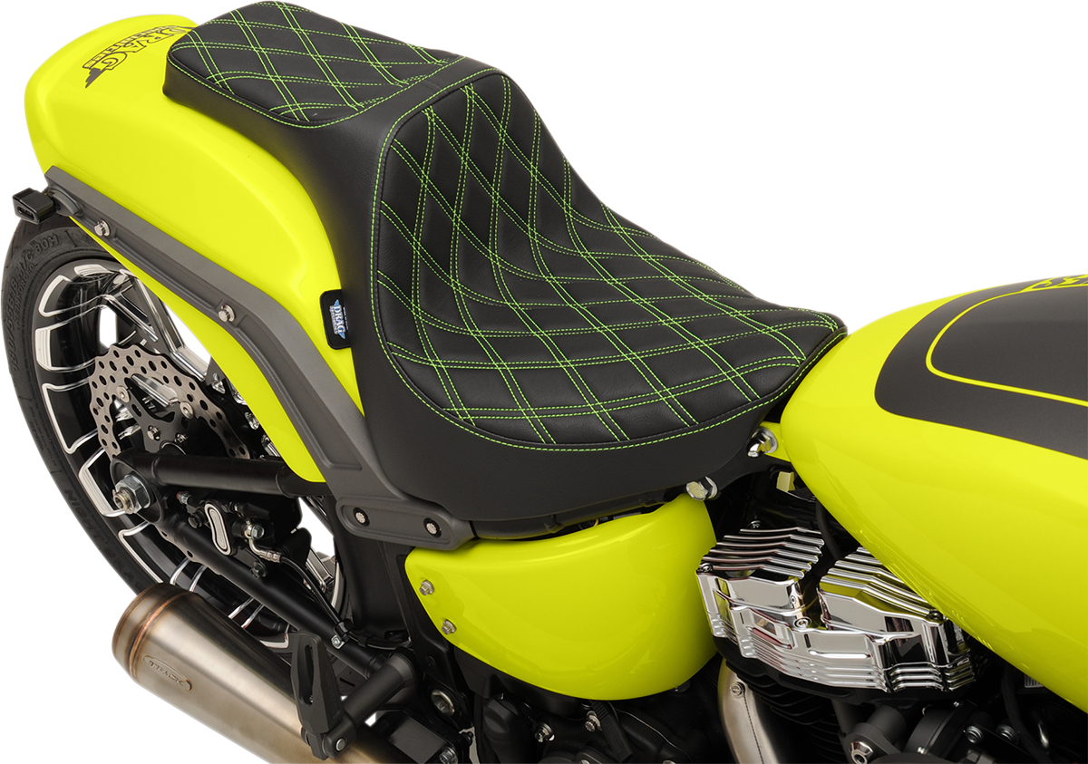 DRAG SPECIALTIES SEATS, DRAG SPECIALTIES SEATS Predator III Seat with Double Diamond Silver Stitching for FXFB/S '18-'23 - Part Number 0802-1073