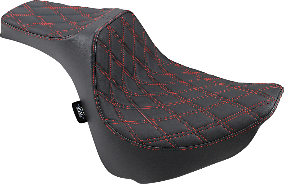 DRAG SPECIALTIES SEATS, Drag Specialties Seats Predator III Double Diamond Seat with Red Stitching for FXFB/S '18-'23 - Model 0802-1074