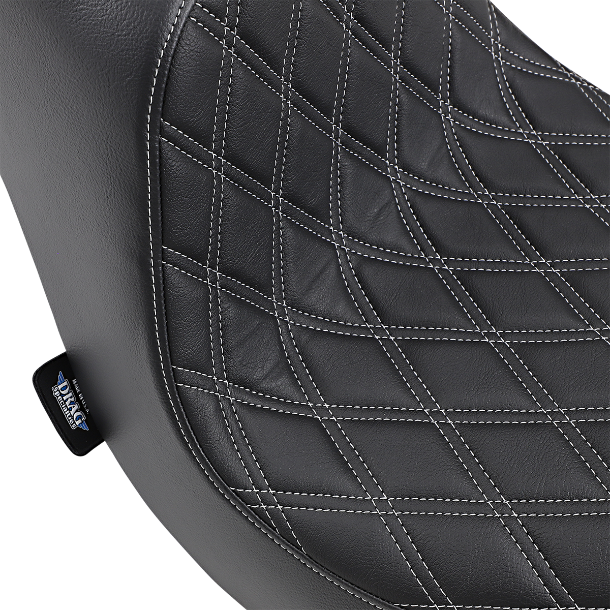 DRAG SPECIALTIES SEATS, Drag Specialties Seats Predator III Seat - Double Diamond Silver Stitching for Harley FLFB 2018-2025 (Part #0802-1189)