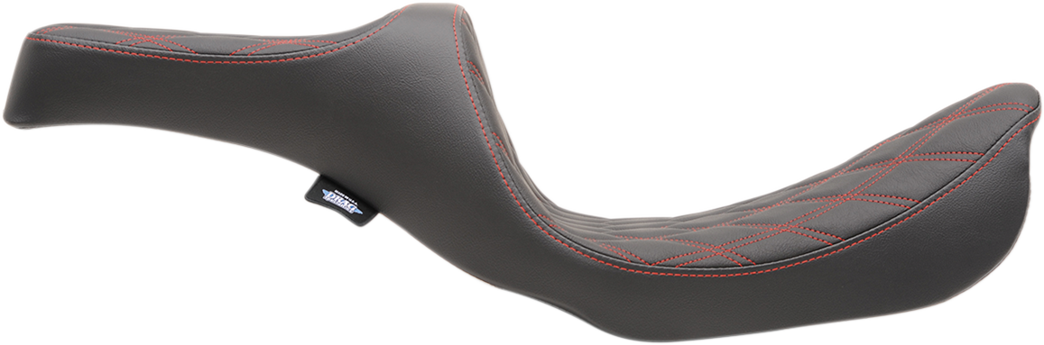 DRAG SPECIALTIES SEATS, Drag Specialties Seats Predator III Double Diamond Seat with Red Stitching for FXD/FLD 2006-2017 - Part Number 0803-0604