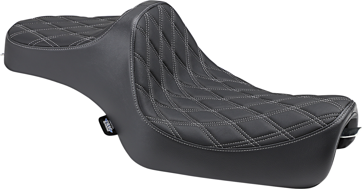 DRAG SPECIALTIES SEATS, Drag Specialties Seats Predator III Seat – Double Diamond Silver Stitching for Harley-Davidson XL '04-'22 with Mounting Hardware