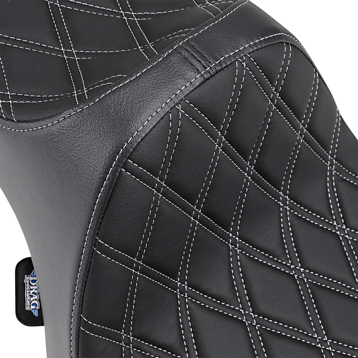 DRAG SPECIALTIES SEATS, Drag Specialties Seats Predator III Seat – Double Diamond Silver Stitching for Harley-Davidson XL '04-'22 with Mounting Hardware