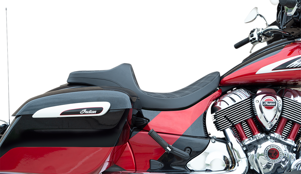 DRAG SPECIALTIES SEATS, DRAG SPECIALTIES SEATS Predator III Seat for Indian 2014-2022, Double Diamond Silver Stitching