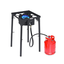 Load image into Gallery viewer, 130,000 BTU High Pressure Single Propane Burner Perfect for Home Brewing, Turkey Fry, Maple Syrup Prep