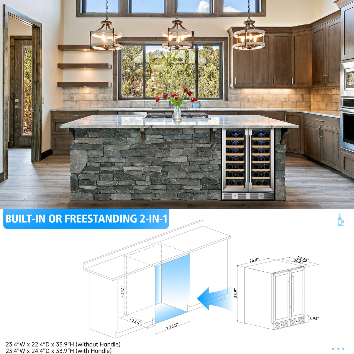 Kalamera 24'' Built-in French Door Wine Cooler