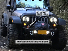 Load image into Gallery viewer, Raxiom 97-18 Jeep Wrangler TJ &amp; JK 6-LED Headlights w/ Partial Halo- Blk Housing (Clear Lens)