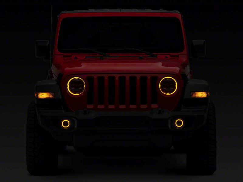 Raxiom 18-23 Jeep Wrangler JL Axial Series 9-In Angel Eye LED Headlights- Blk Housing (Clear Lens)