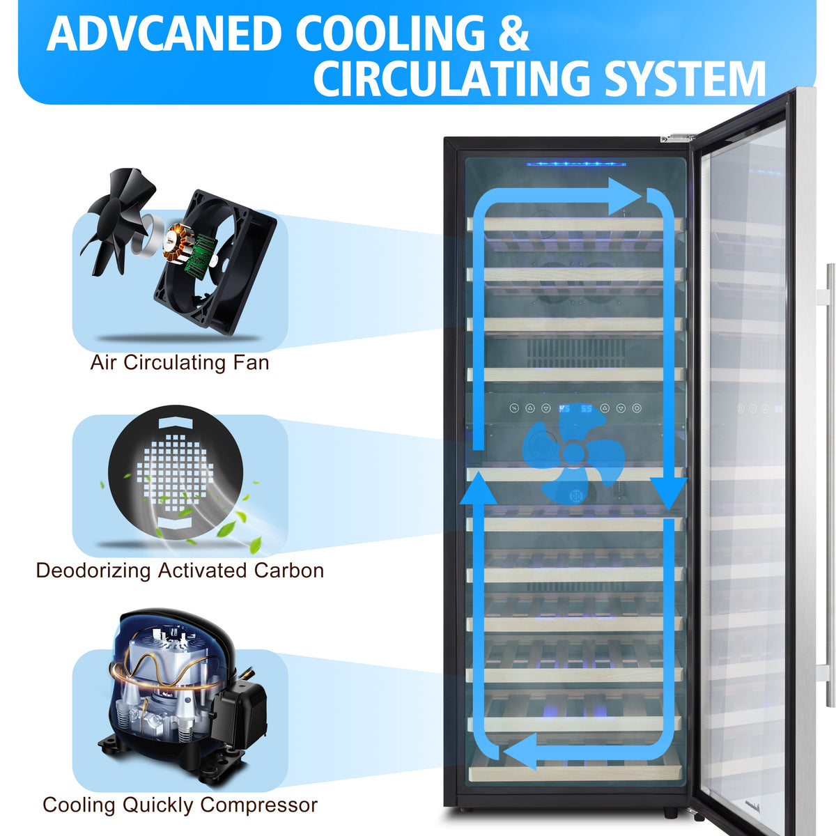 Kalamera 73 Bottle Compressor Dual Zone Wine Cooler