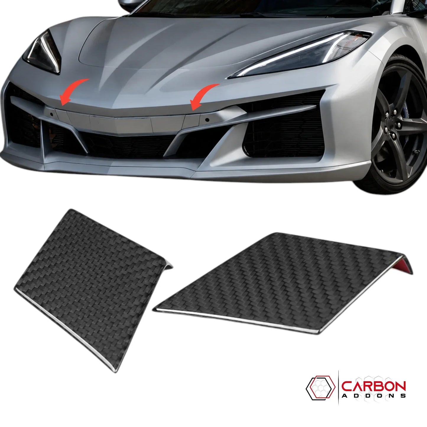 C8 Corvette Z06 / E-Ray Real Carbon Fiber Front Tow Hook Cover Trim Covers