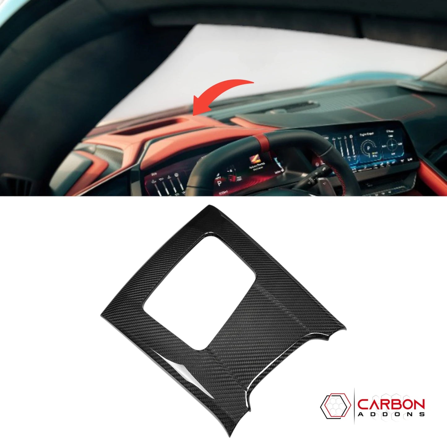 2026+ C8 Corvette Real Carbon Fiber HUD Head-Up Display Trim Surround Cover | 2LT & Higher