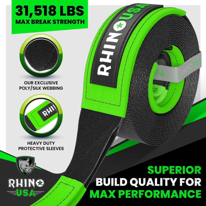 Rhino USA Recovery Tree Saver Strap 3Inx8Ft (Black)