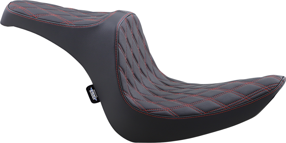 DRAG SPECIALTIES SEATS, Drag Specialties Seats Predator III 2-Up Seat for Harley Softail 2006-2017 with Red Stitching